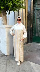 Striped Dress _ Beige