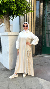 Striped Dress _ Beige