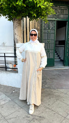 Striped Dress _ Beige