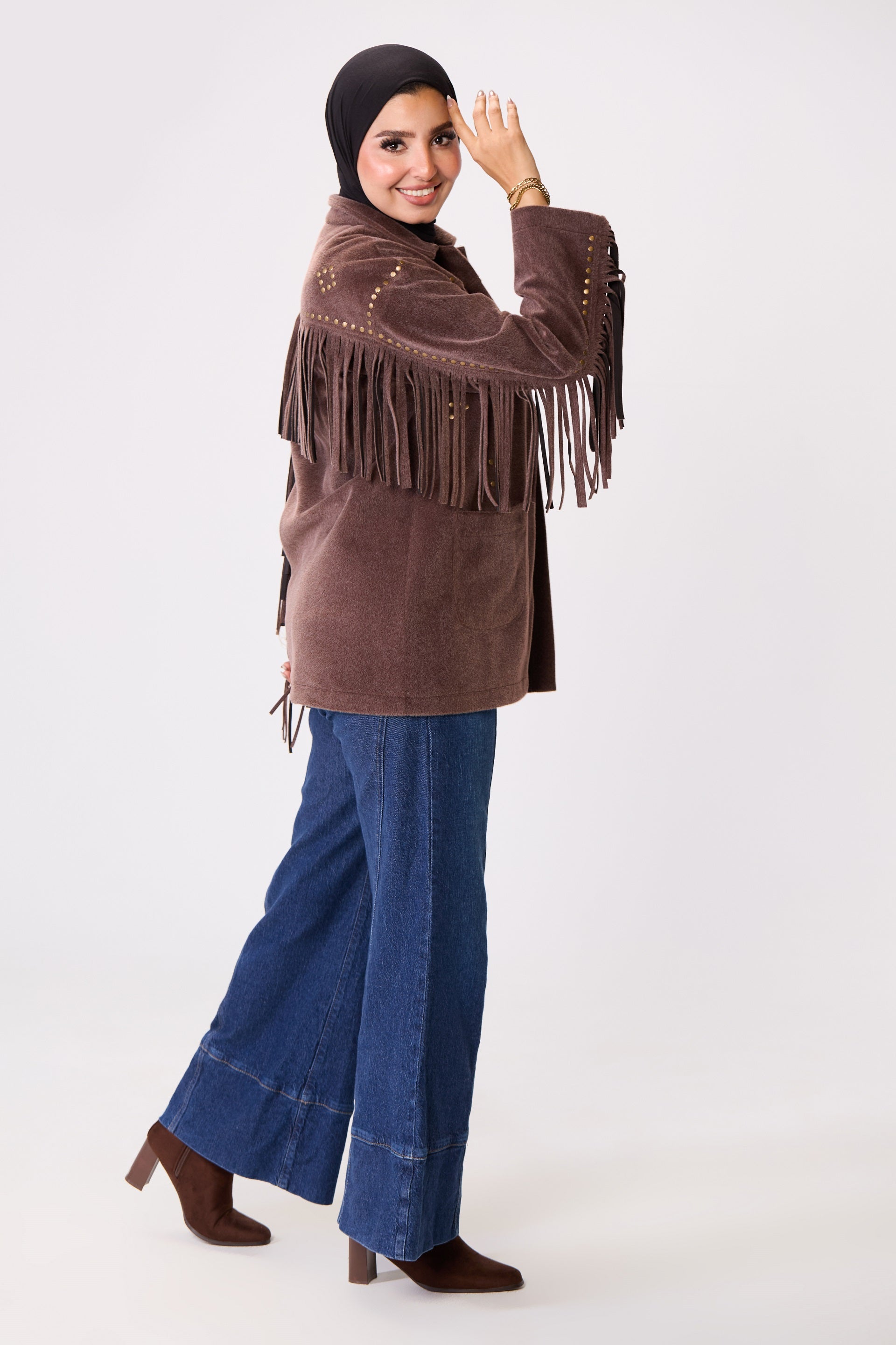 Suede-Cut Fringe Jacket
