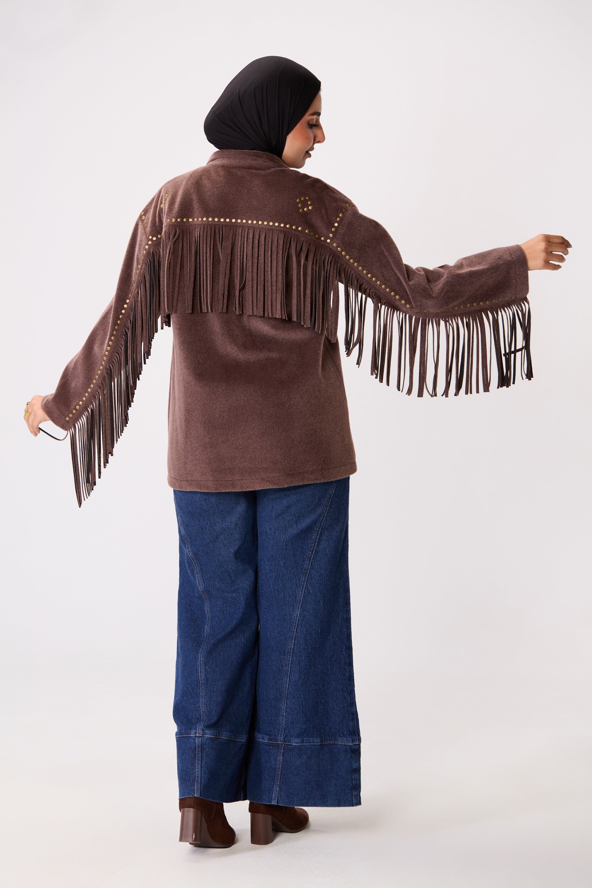 Suede-Cut Fringe Jacket