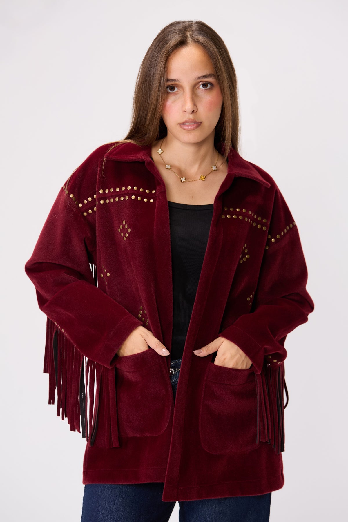 Suede-Cut Fringe Jacket