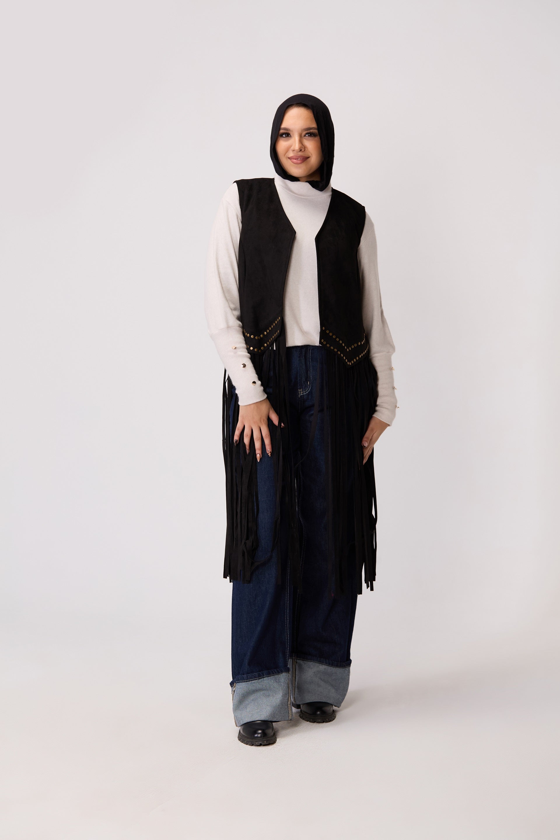 Long Fringe Suede Vest