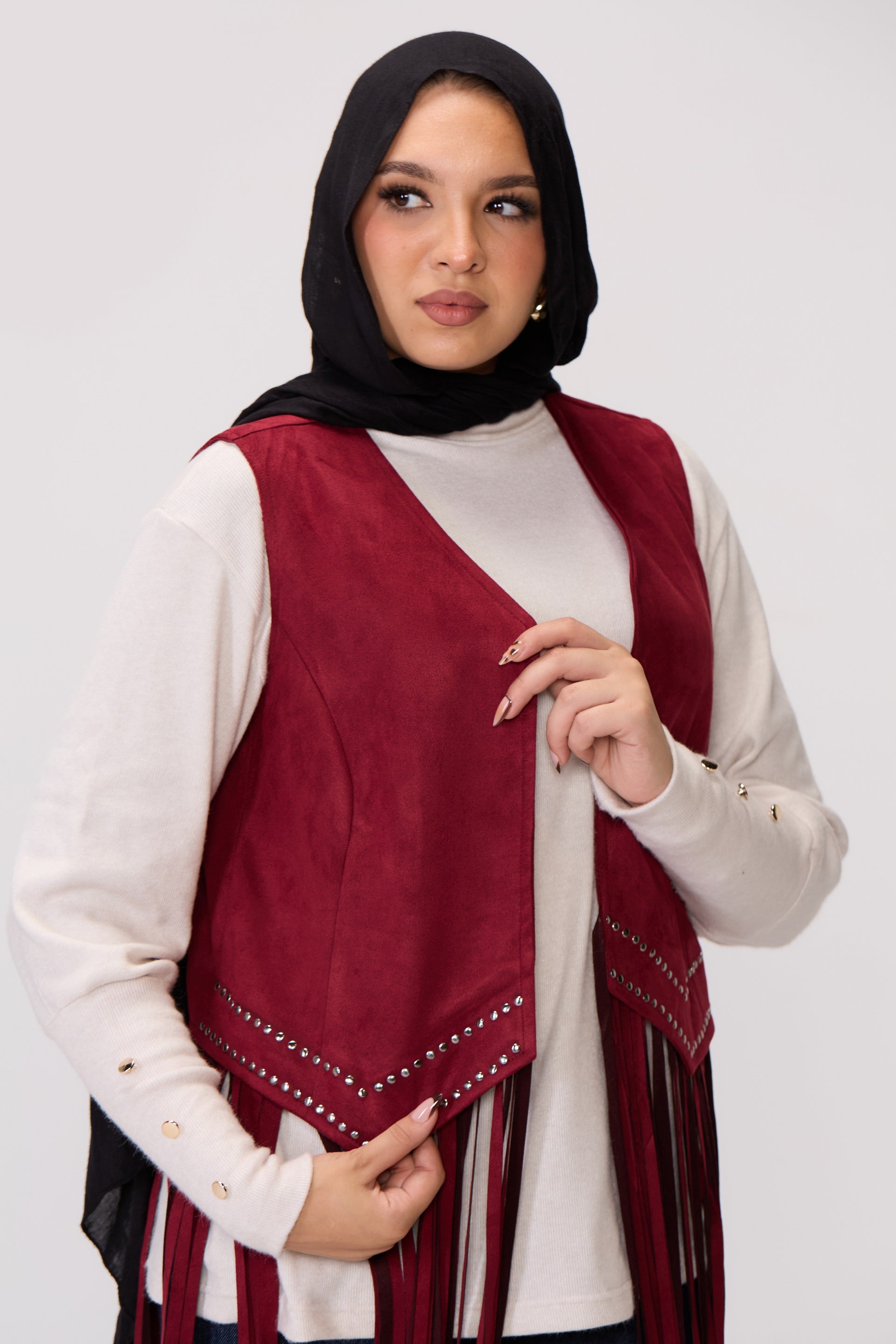 Long Fringe Suede Vest