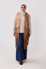 Long Fringe Suede Vest