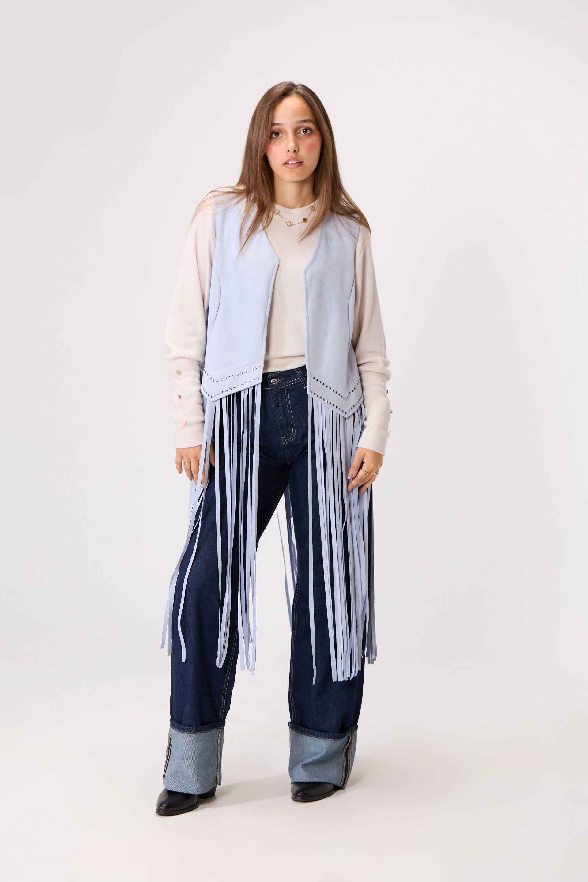 Long Fringe Suede Vest