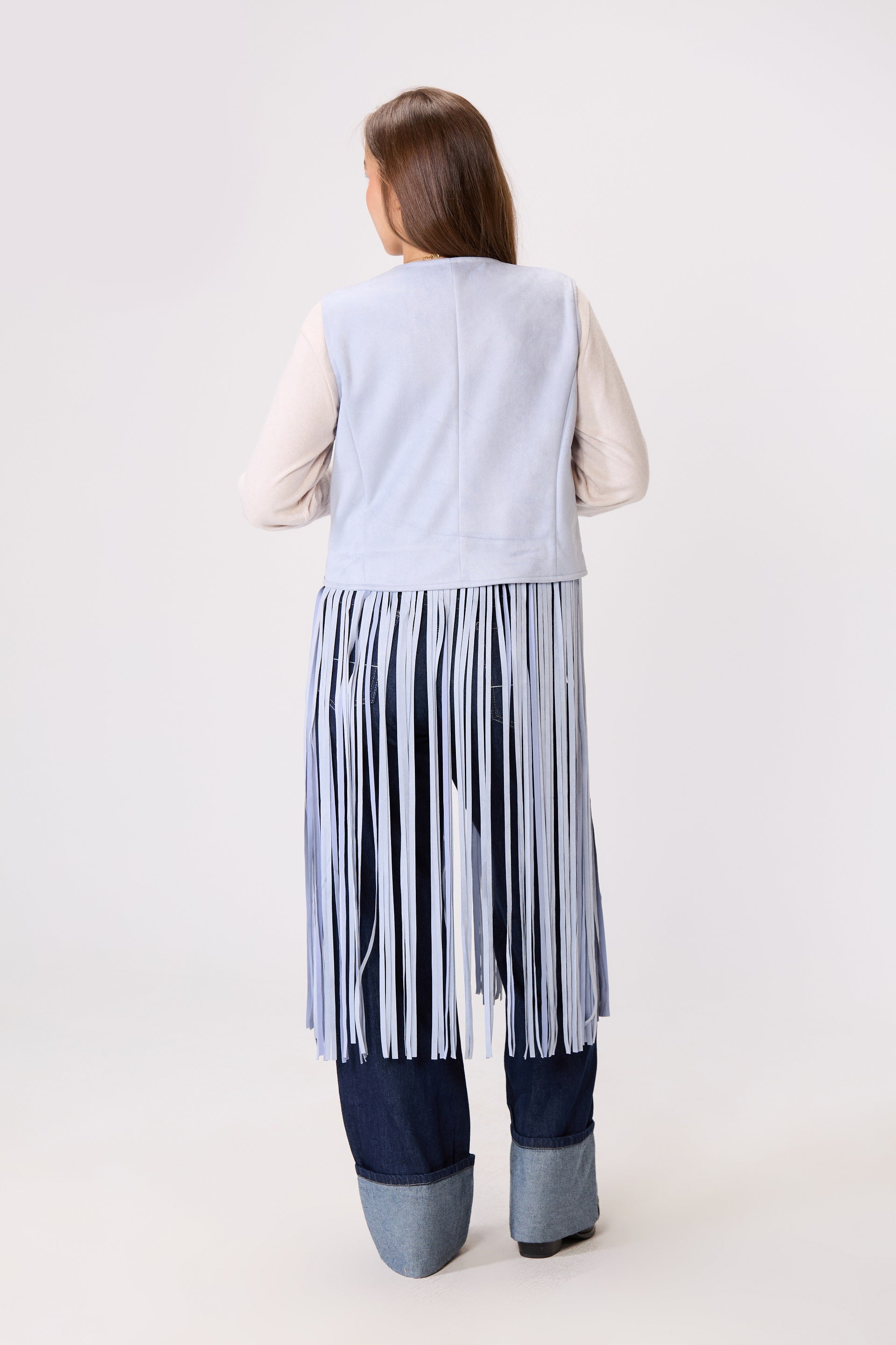 Long Fringe Suede Vest