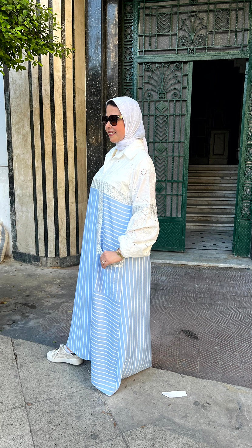 Striped Dress _ Baby blue