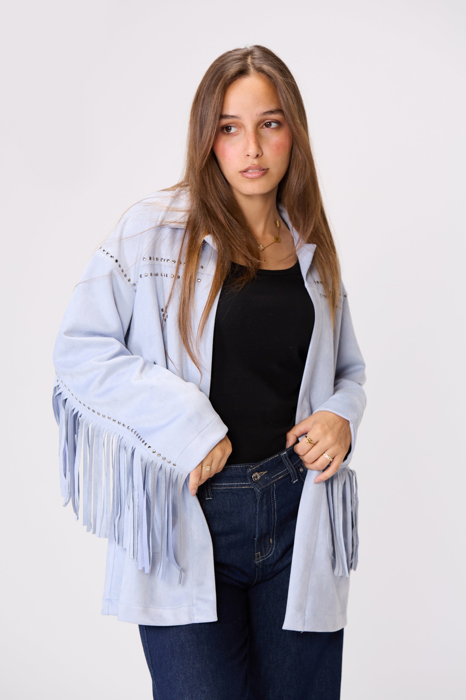 Suede-Cut Fringe Jacket