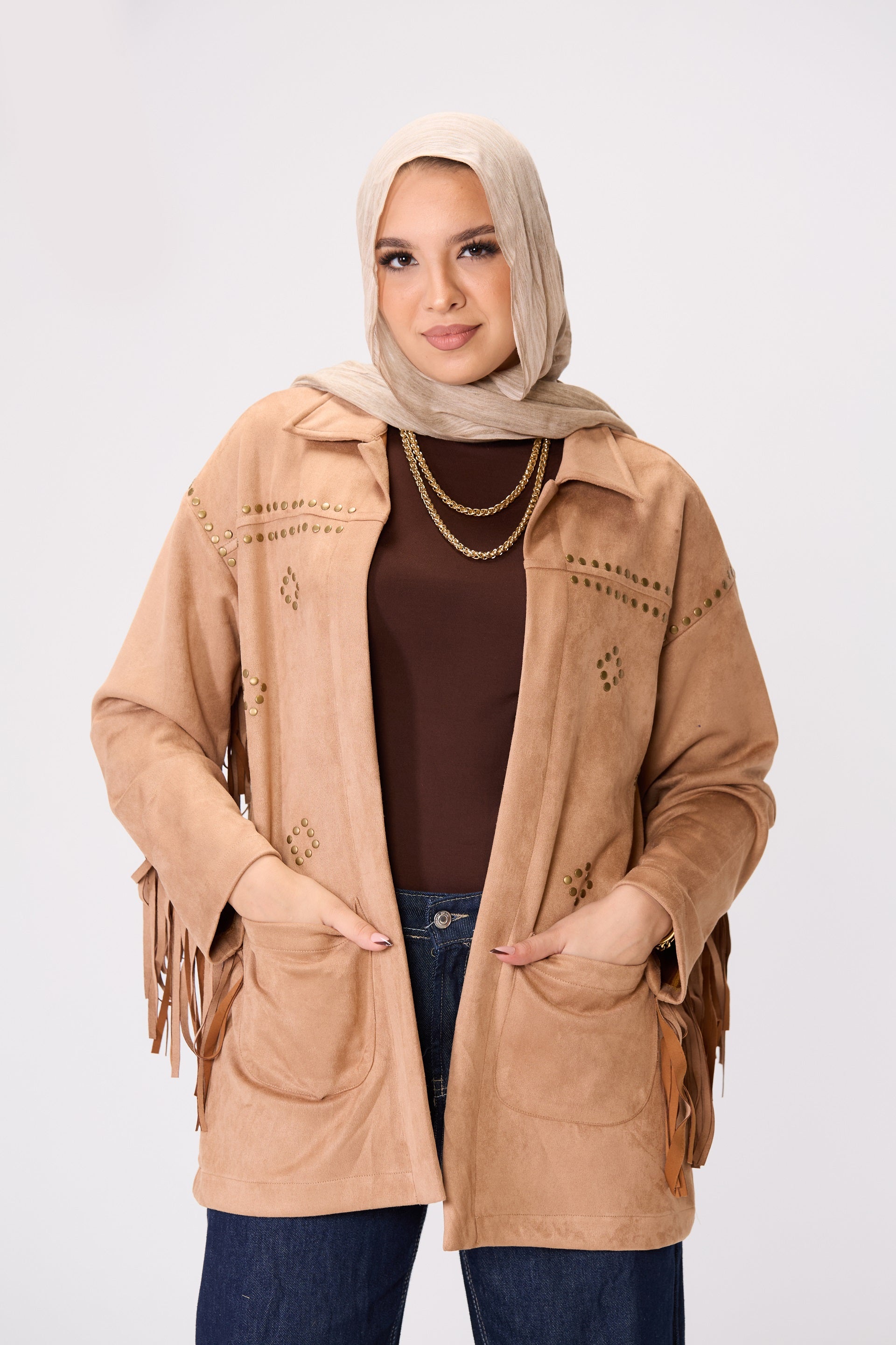 Suede-Cut Fringe Jacket