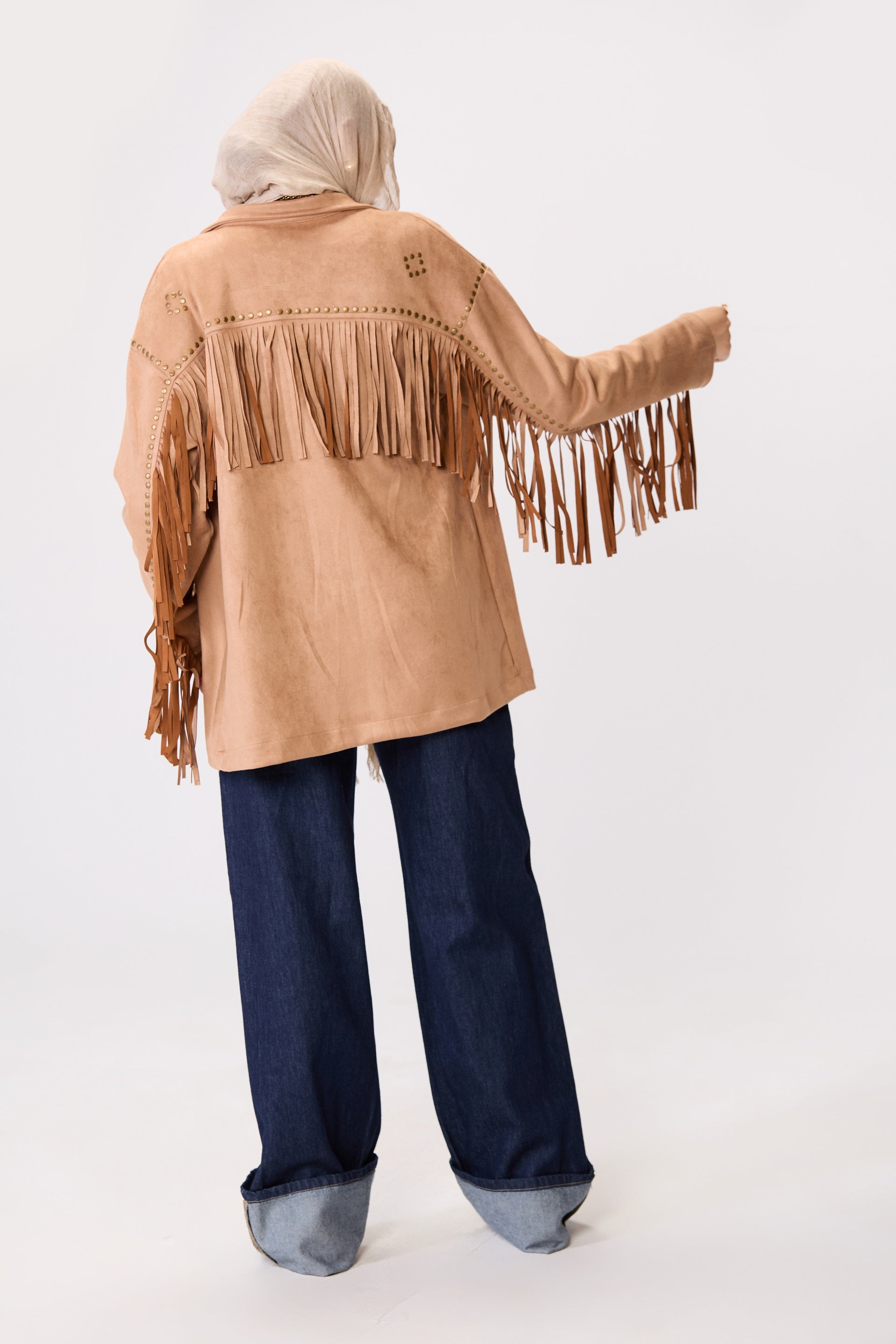 Suede-Cut Fringe Jacket