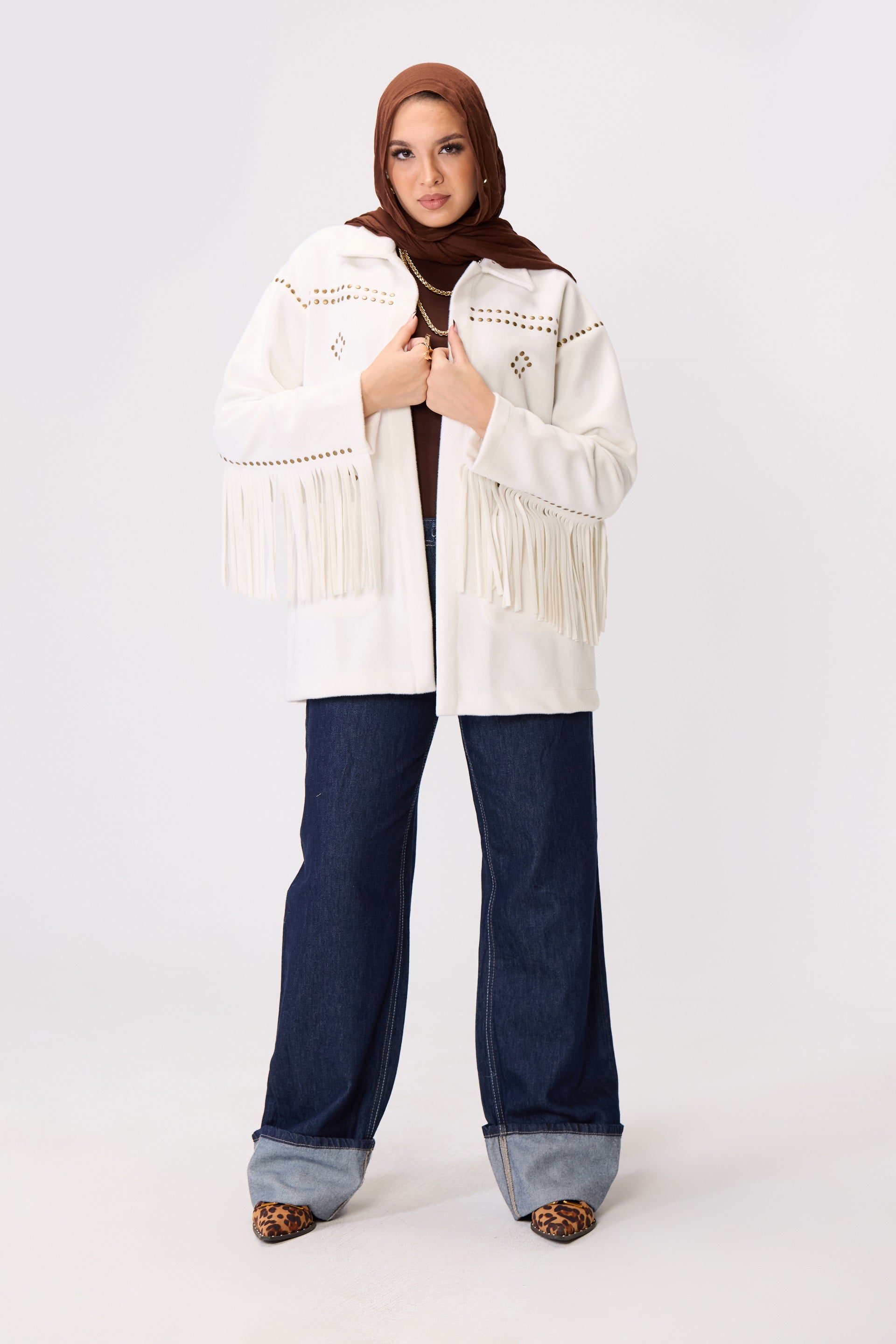 Suede-Cut Fringe Jacket