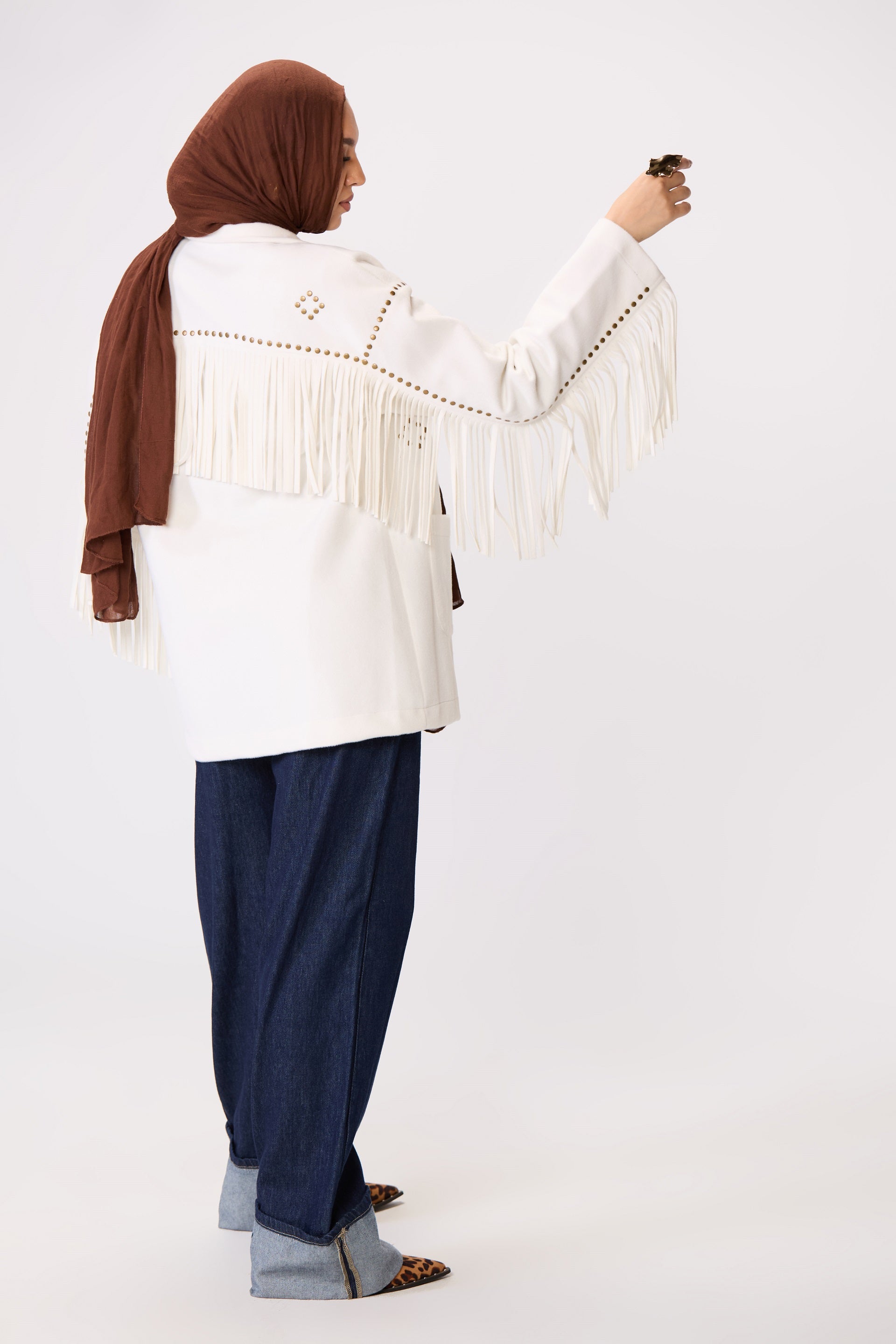 Suede-Cut Fringe Jacket