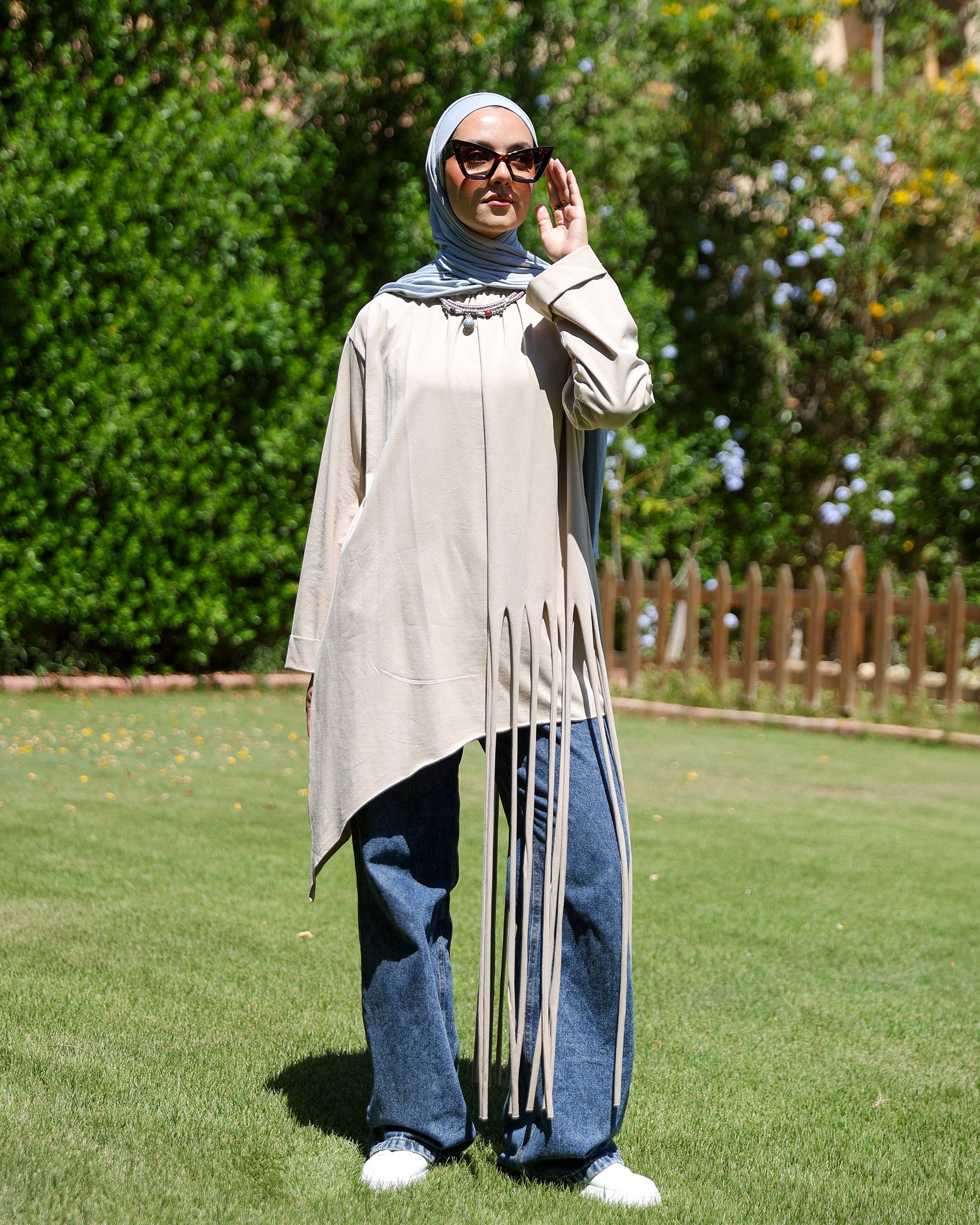 Narges Fringe Tunic - Beige - Garden Full Body